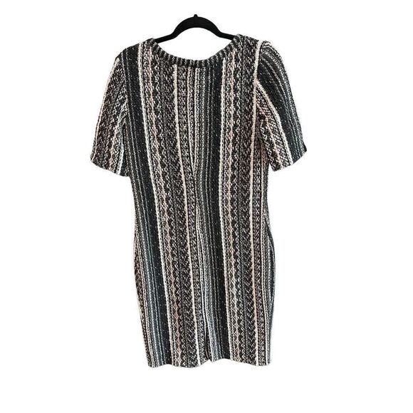 St John Womens Black Zip Knee Length Vertical Striped Tweed Sheath Dress Size 6 - Picture 5 of 13